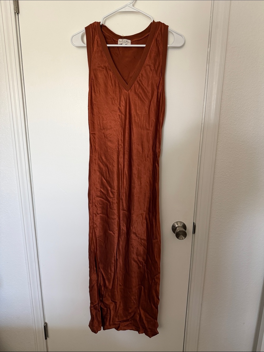 Michael Stars Sleeveless V-Neck Maxi Dress in Rust Brown